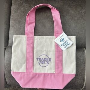 New 2026 Pink and Cream Canvas Mini Tote Bag.